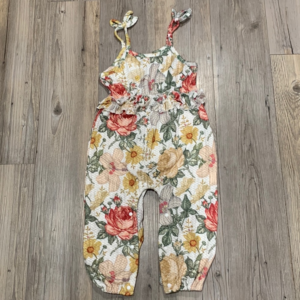 Floral button bottom one piece outfit